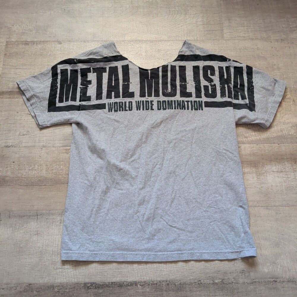 Metal Mulisha World Wide Domination Graphic T-Shirt Gray Short Sleeve Distresse